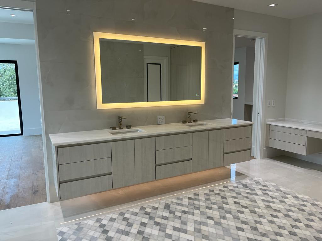 Floating Vanity with LED Mirror